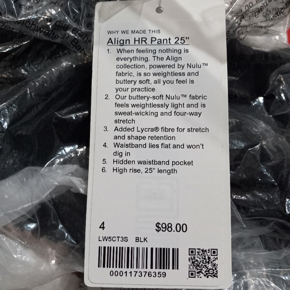 NWT π Lululemon π Align 25" Black Size 4 - Picture 4 of 13